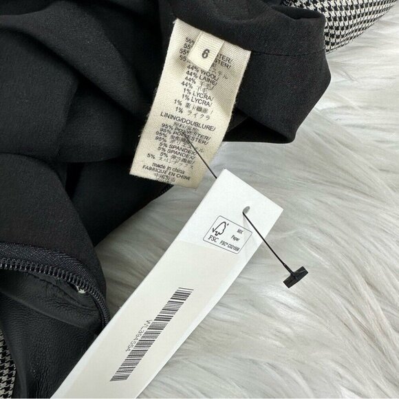 L’AGENCE Women’s Black Houndstooth Leather Corset‎ Waist Designer Dress 6/C34 - Picture 10 of 16